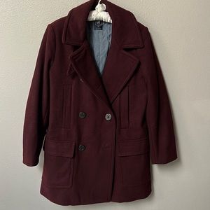 Like New Gap Plum Wool Peacoat, XL
